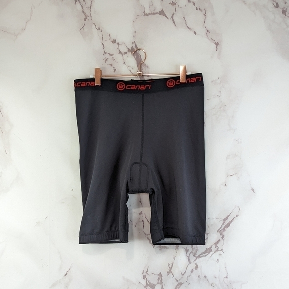 Canari Cycling Shorts Mens XL Padded Bike Black Red Spandex Stretch Athletic - Picture 1 of 9